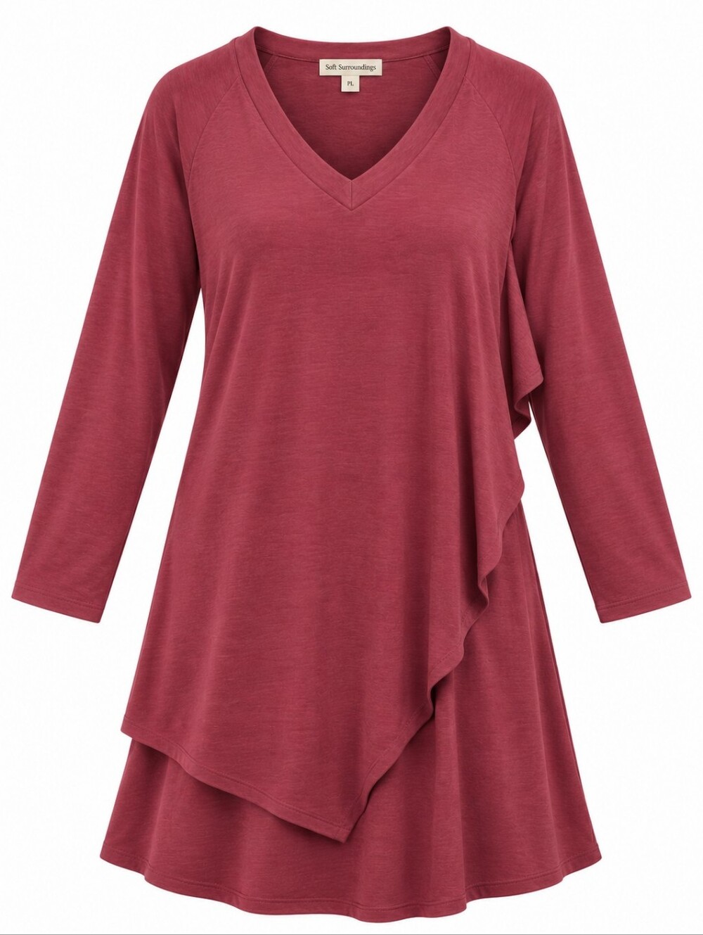 SOFT SURROUNDINGS | Marla Cabernet Faux Wrap Asymmetrical Dress | PXL XL Petite